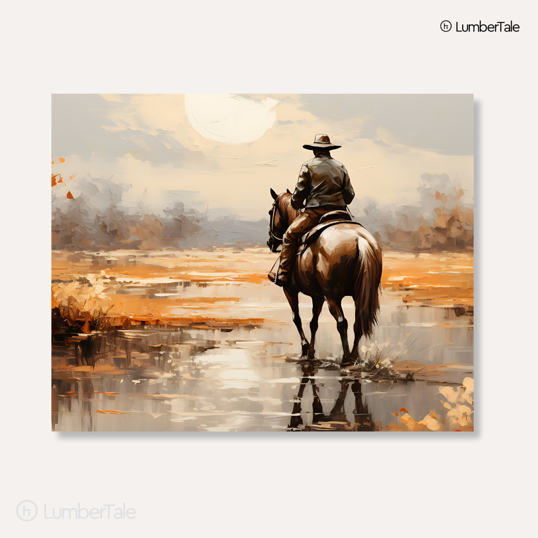 Saddle Up – Sunset Gallop on Stretched Canvas