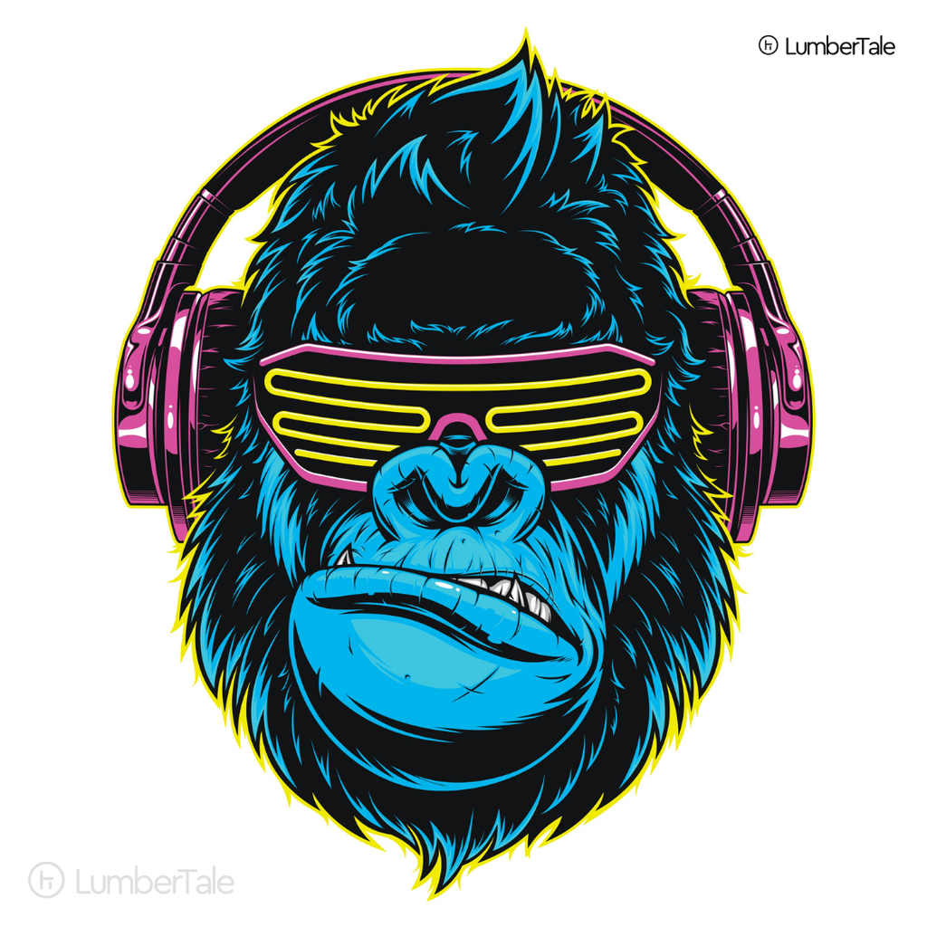 White Bored Ape With Headphones - Canvas Painting (Framed Wall Hanging For Home Decor) Canvas Painting (With Frame)