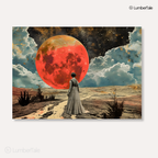 Red Moon Rising – Victorian Meets Sci-Fi – Stretched Canvas for Dreamers, Rebels & Cosmic Romantics