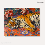 Paws & Petals – Tiger Dreams on Stretched Canvas