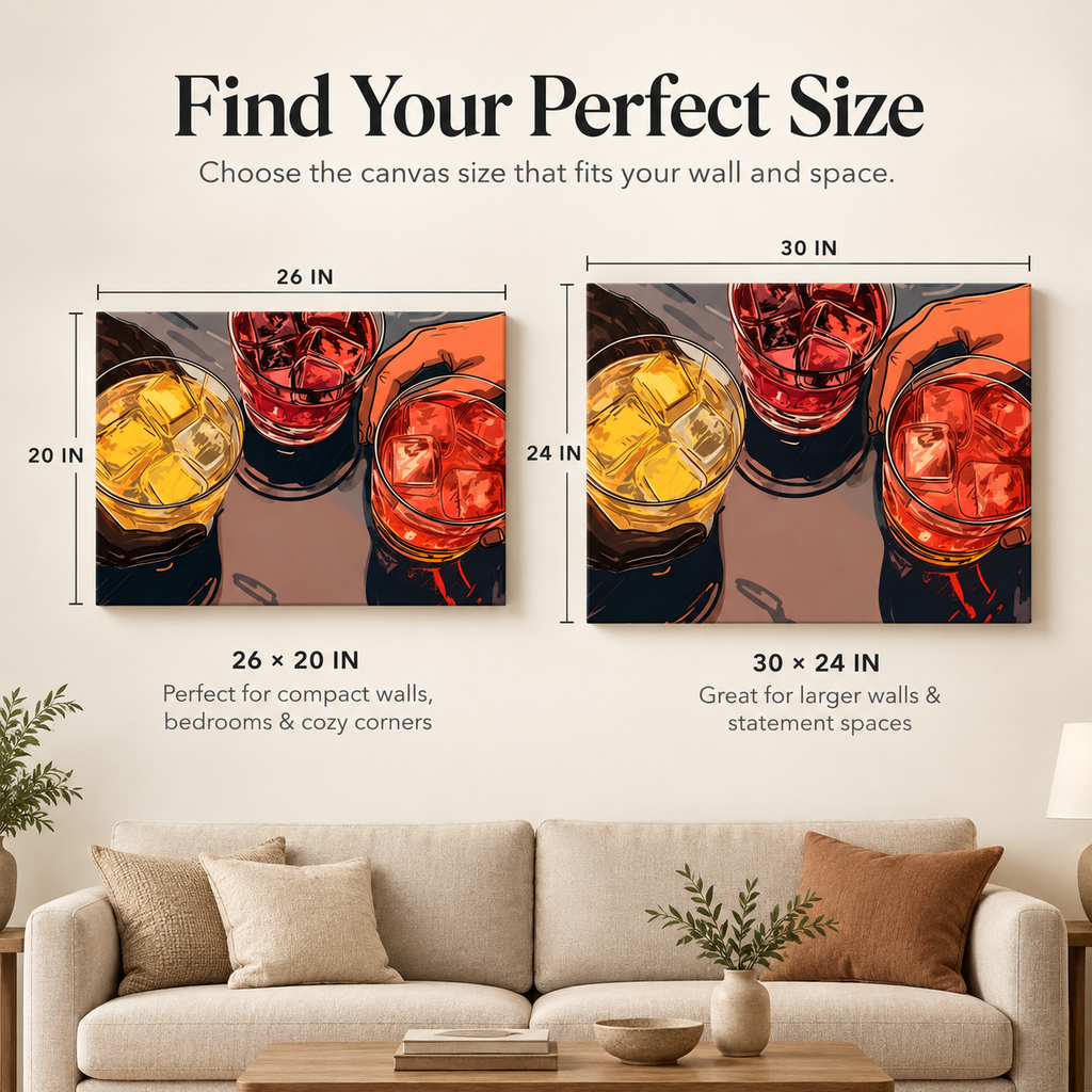 Neat & On the Rocks – The Art of the Pour – Stretched Canvas for Bars, Lounges & Conversation Corners