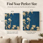 Blossoms & Brushstrokes - Sakura Dreams On Indigo - Stretched Canvas For Reading Nooks Zen Corners Art-Loving Souls