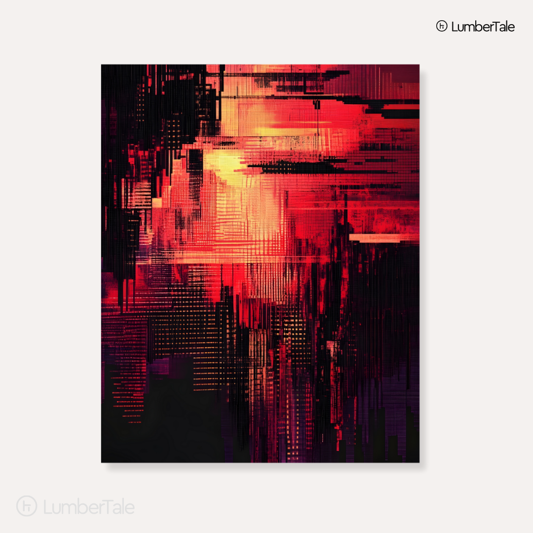 System Overload - Glitch City After Dark - Stretched Canvas For Tech Corners, Night Owls, and Neon Dreamers