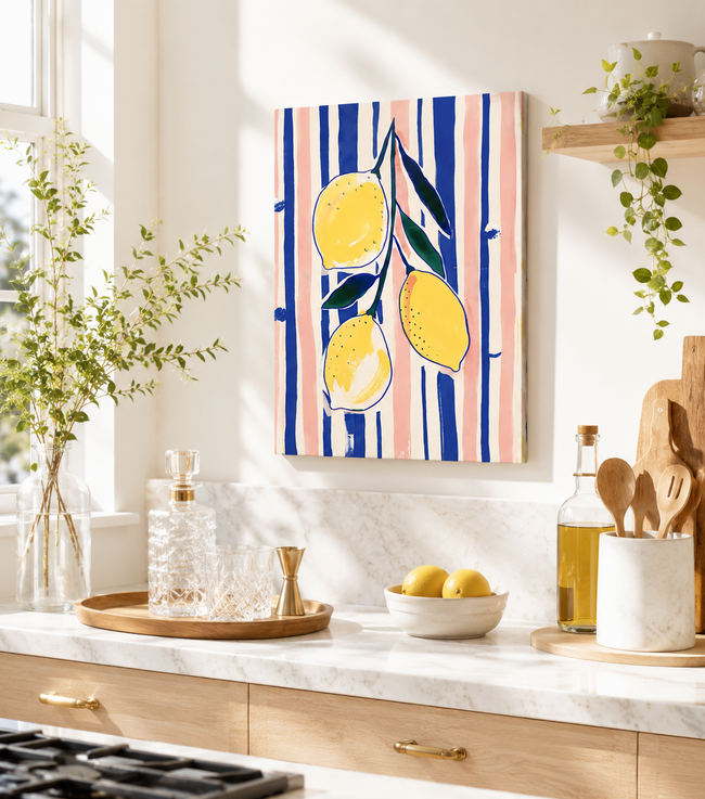Lemon Grove Canvas Art – Home Bar Décor Print- Stretched Canvas Main Image