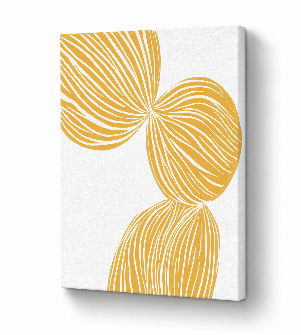 Golden Bloom - Abstract Botanical Line - Stretched Canvas