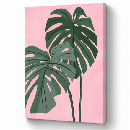 Blush Tropics - Monstera Botanical - Stretched Canvas