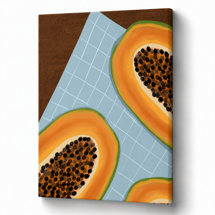Tropical Papaya - Modern Abstract - Stretched Canvas
