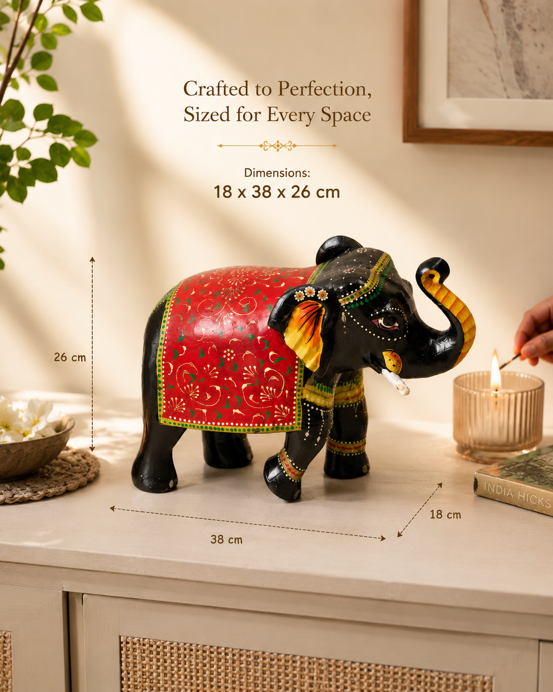 Regal March – Handcrafted Wooden Elephant Figurine
