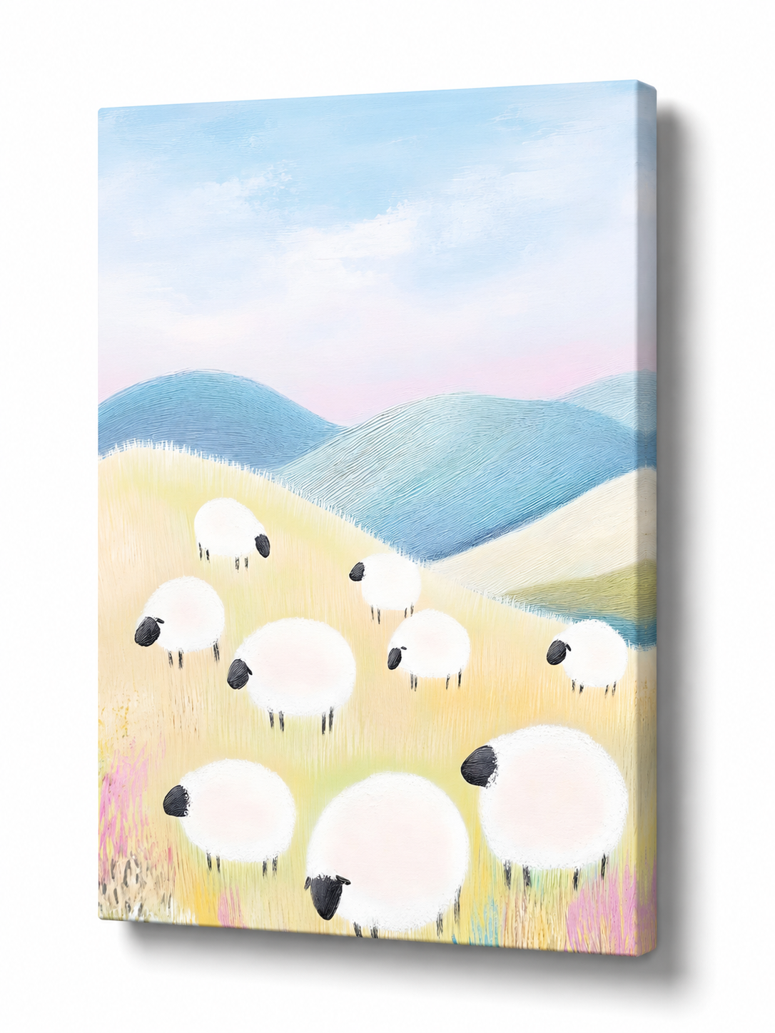 Sheep Landscape Canvas Art - Stretched Canvas