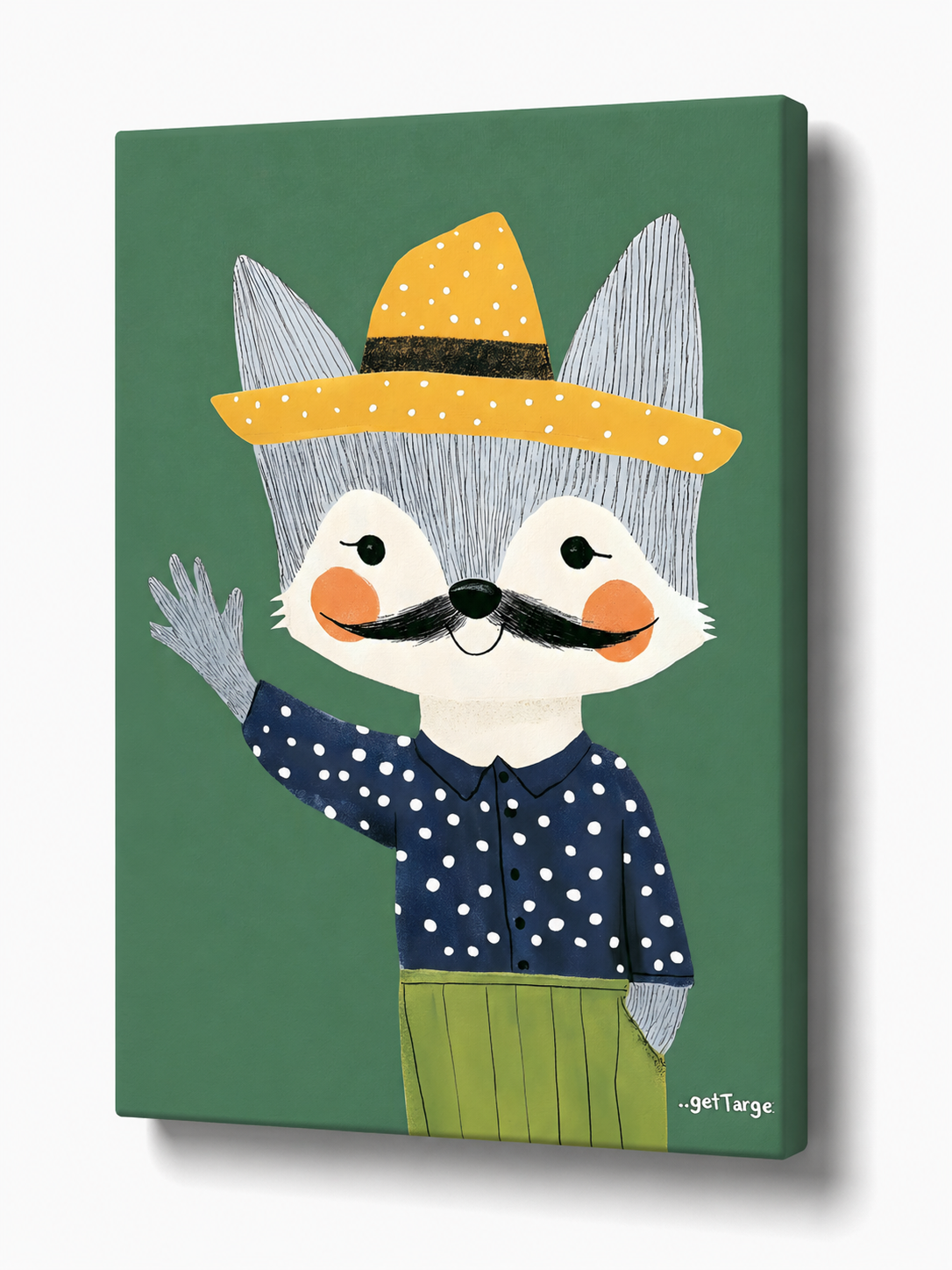 Fox Says Hello – Whimsical Animal Kids Wall Art Canvas - Stretched Canvas