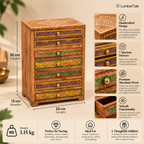 Hand-Painted Wooden 7-Chest Drawer – Tabletop Organizer for Jewelry & Essentials