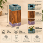The Royal Muse – Handcrafted Wooden Vase & Pen Stand