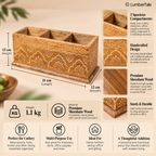 The Rustic Royale – Handcrafted Wooden Cutlery & Desk Organizer