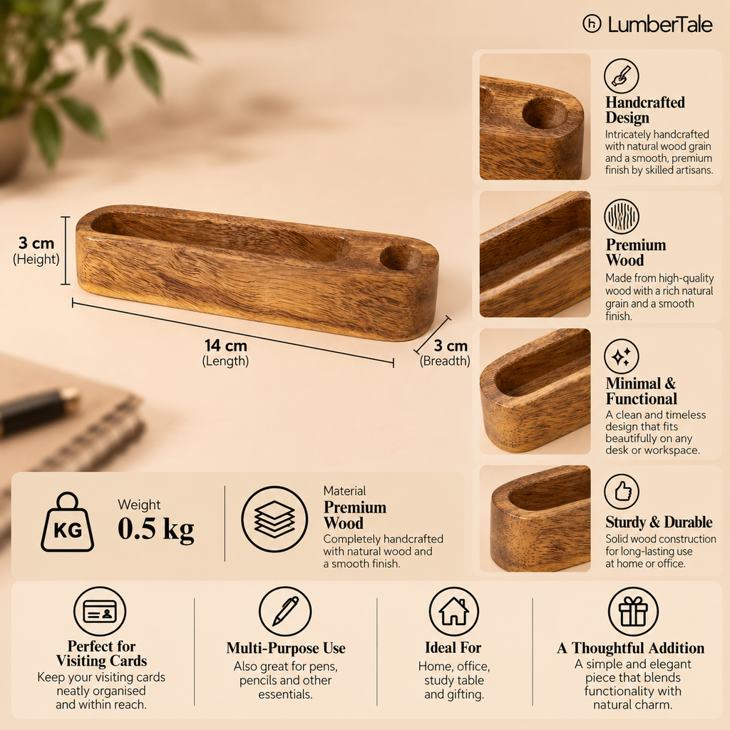 The SleekMate – Wooden Pen & Card Holder