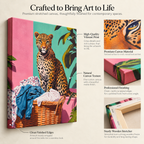 Leopard in the Laundry Room – Wild Meets Domestic – Stretched Canvas for Bold Corners, Quirky Walls & Unapologetic Interiors