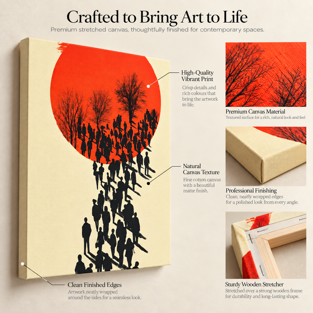 March to the Red Moon - Shadows, Strangers & Silence - Stretched Canvas For Hallways, Think Spaces, and Bold Entry Walls