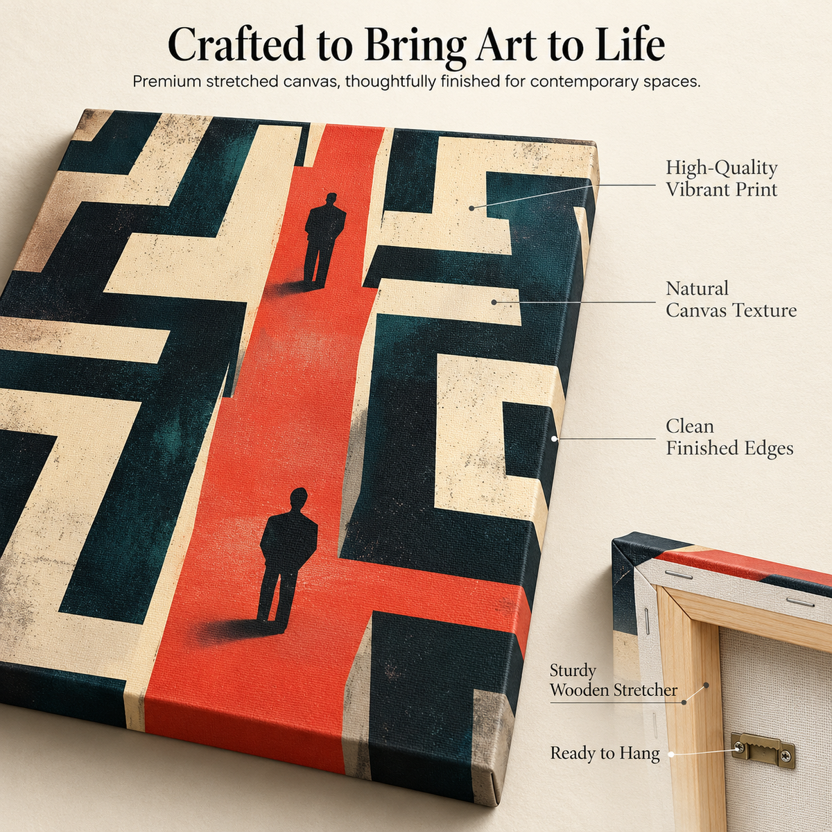 Power Moves & Dead Ends - Executive Labyrinth Vibes - Stretched Canvas For Offices, Bold Entryways, Strategic Corners