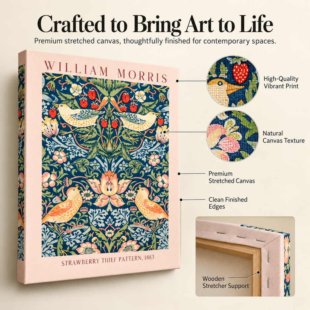 William Morris Strawberry Thief – Stretched Canvas