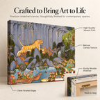 Tiger in Courtroom Chaos - Miniature Jungle Art - Stretched Canvas For Study Room Library Hallway Living Room