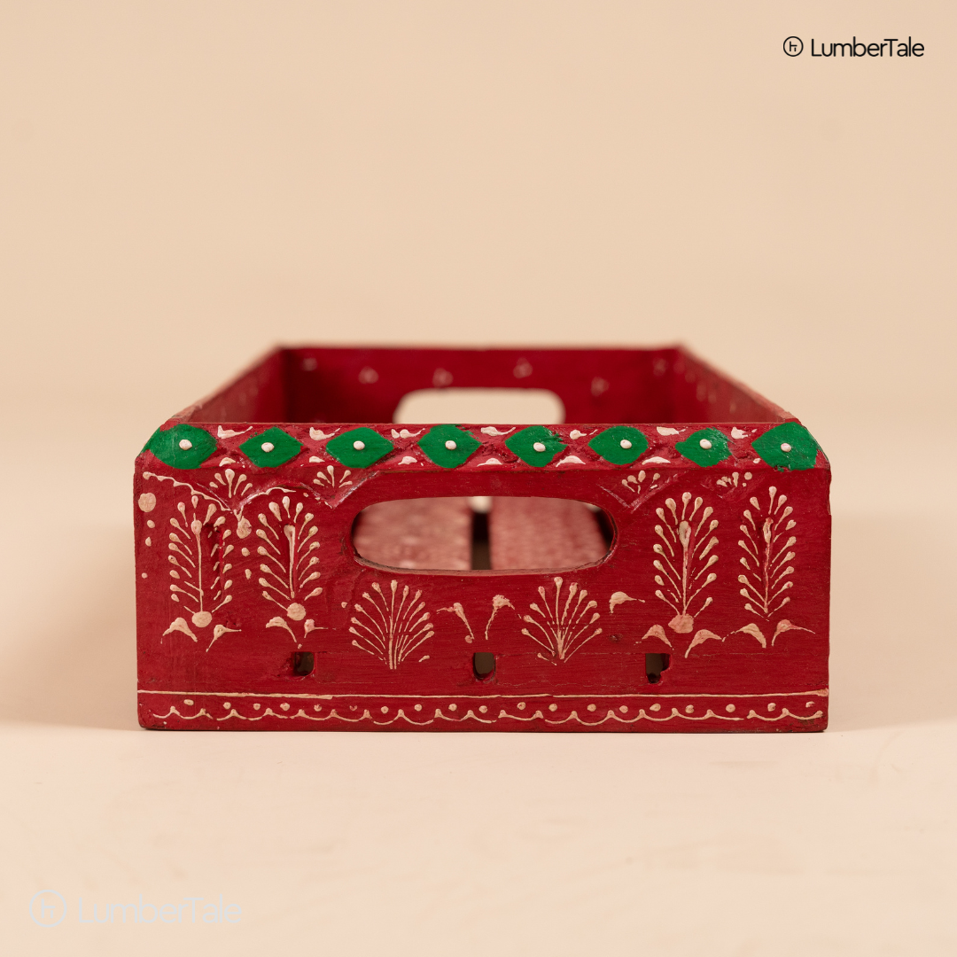 The Scarlet Chai Parade – Handcrafted Wooden Serving Tray