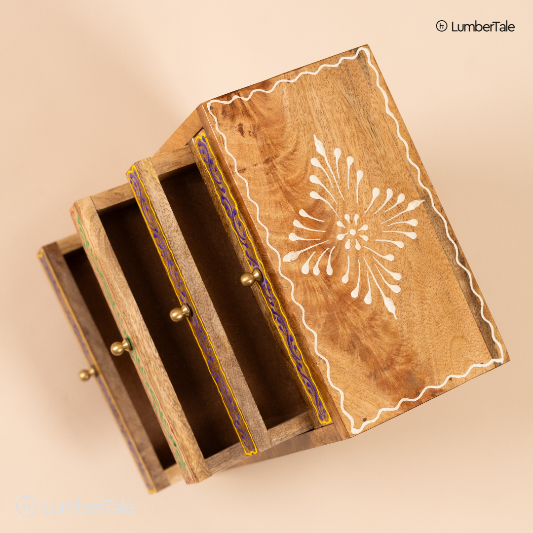 Hand-Painted Wooden 7-Chest Drawer – Tabletop Organizer for Jewelry & Essentials