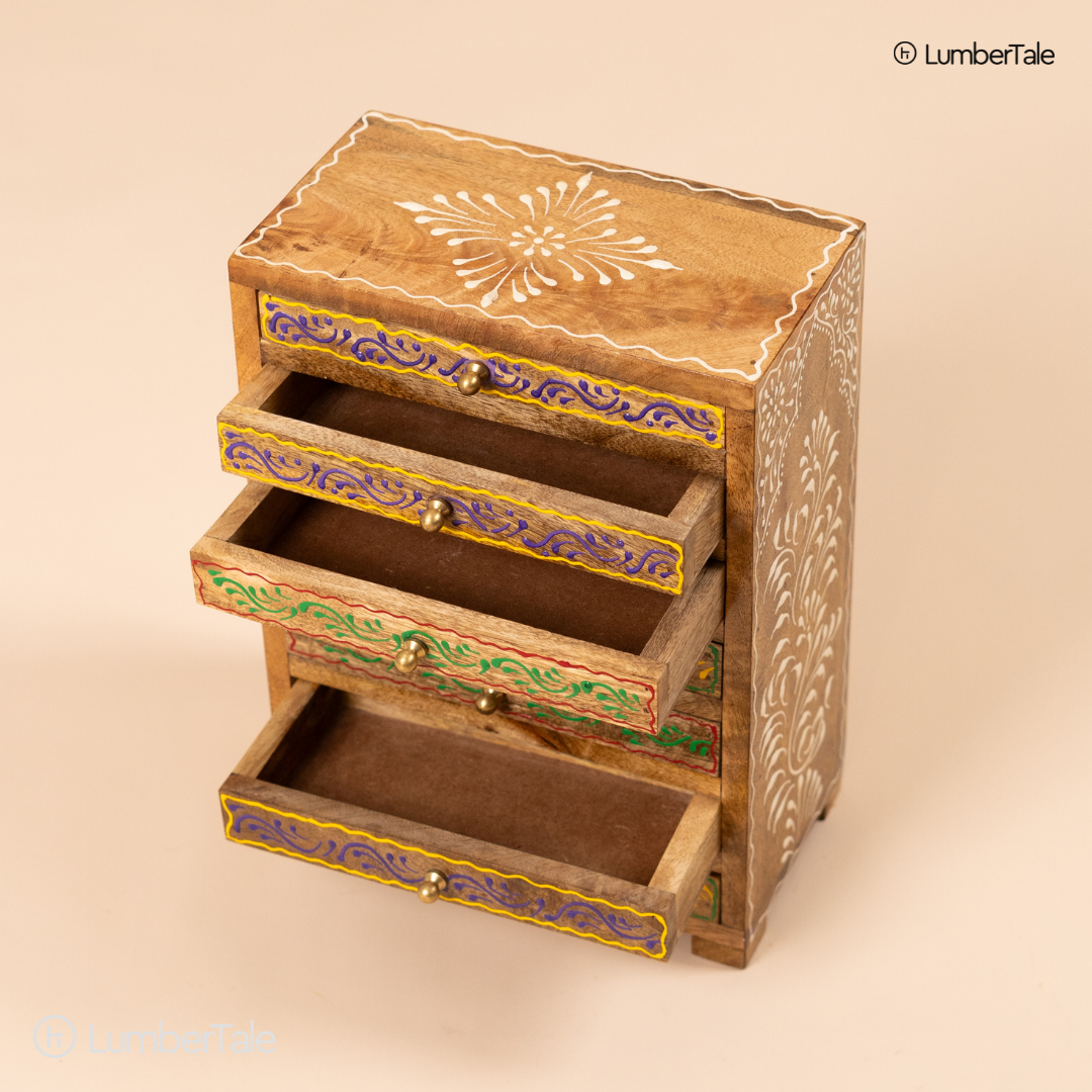 Hand-Painted Wooden 7-Chest Drawer – Tabletop Organizer for Jewelry & Essentials