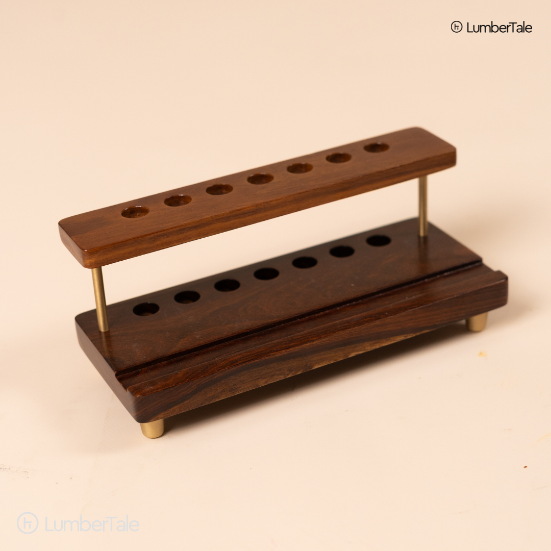 The Executive Edge – Wooden Pen & Phone Stand