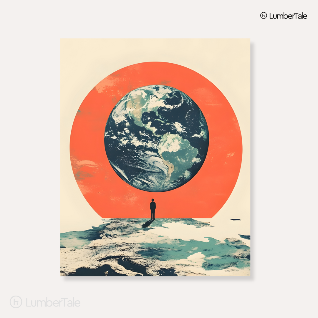 Alone With the Whole Damn Planet - Cosmic Perspective Vibes - Stretched Canvas For Work Desks Thinkers Corners Existential Walls