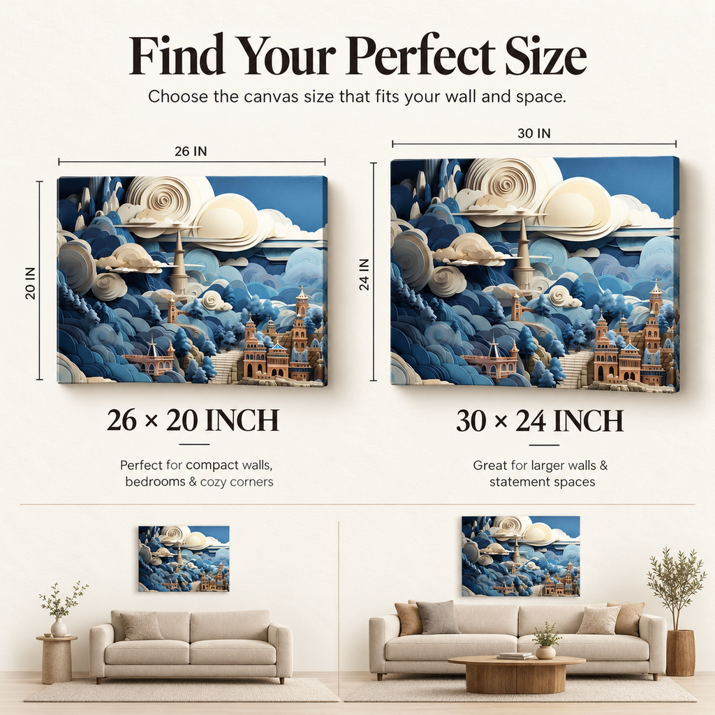Sky’s the Limit – Papercraft City on Stretched Canvas