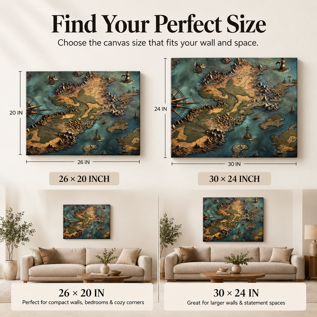 Treasure Quest – Vintage Explorer Map Stretched Canvas