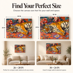 Paws & Petals – Tiger Dreams on Stretched Canvas
