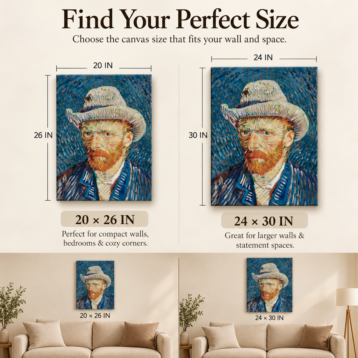 Mad Hatter Mood - Van Gogh Vibes - Stretched Canvas For Artsy Walls Studios Book Corners Conversation Starters