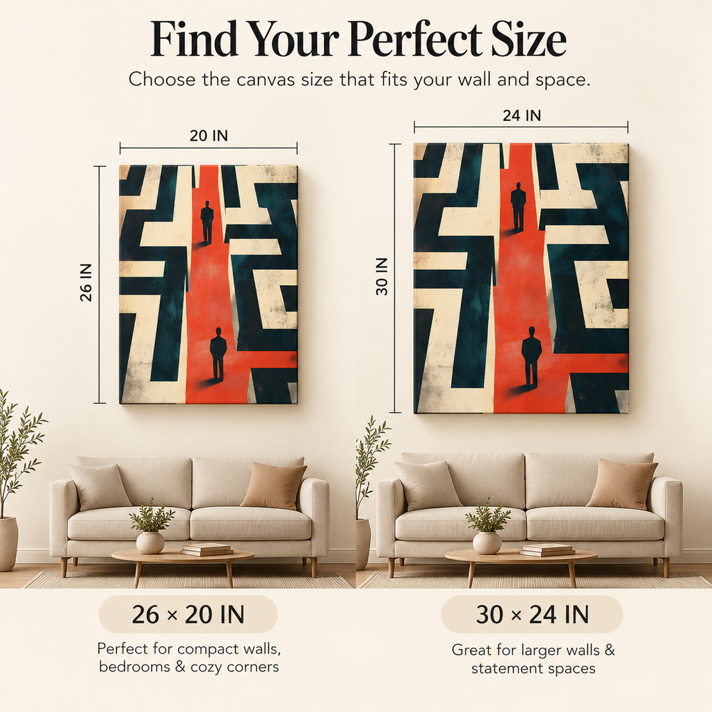 Power Moves & Dead Ends - Executive Labyrinth Vibes - Stretched Canvas For Offices, Bold Entryways, Strategic Corners
