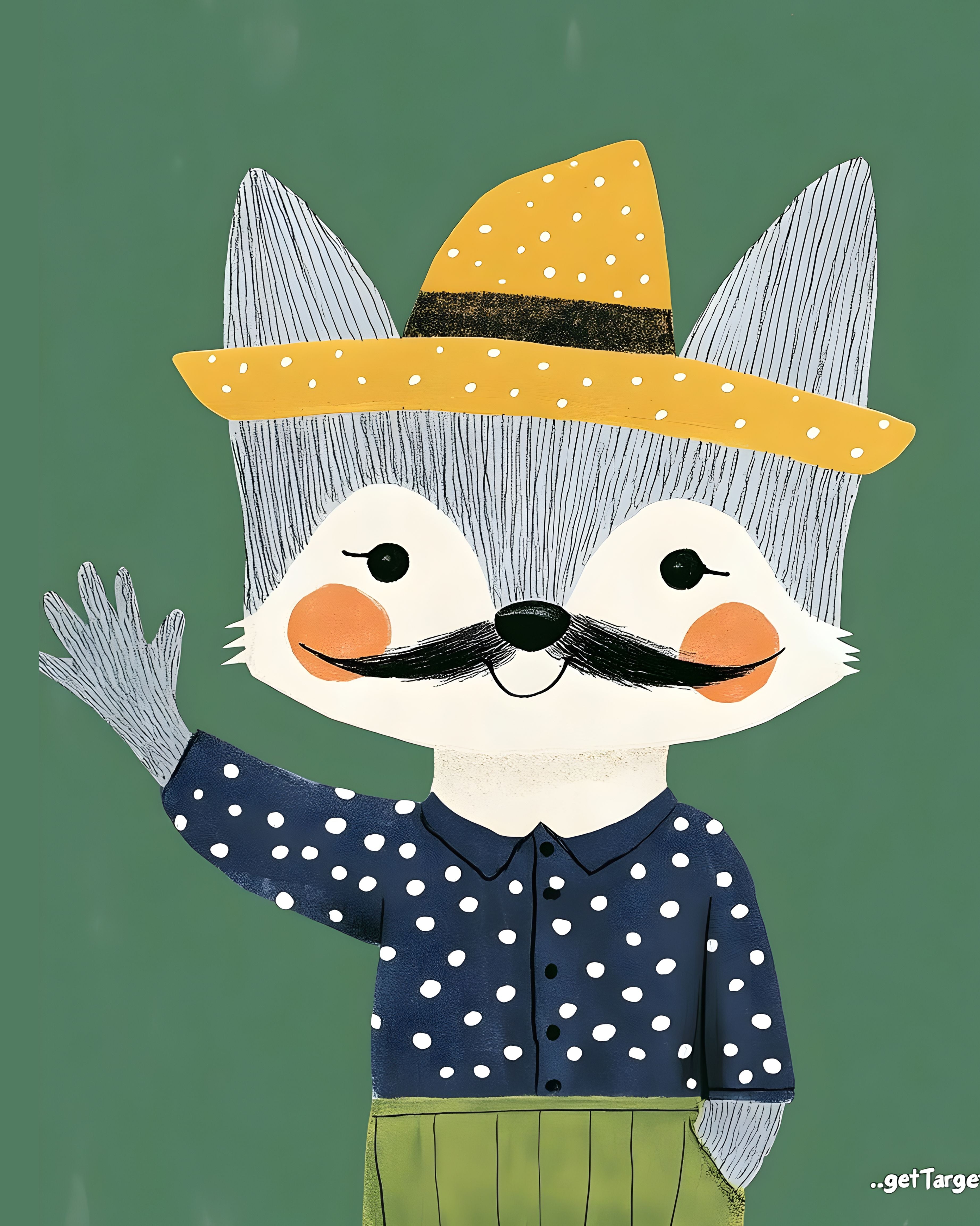 Fox Says Hello – Whimsical Animal Kids Wall Art Canvas - Stretched Canvas