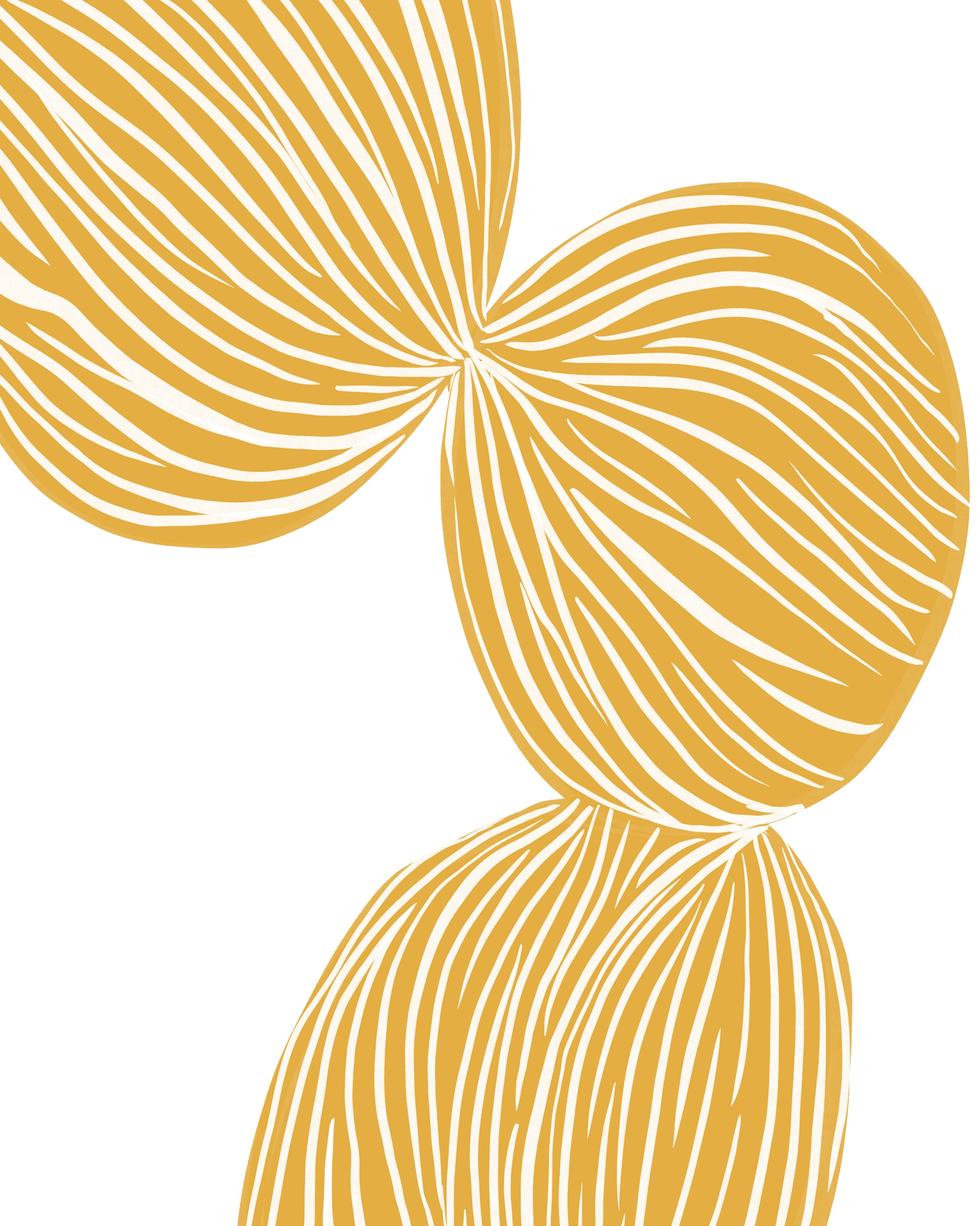 Golden Bloom - Abstract Botanical Line - Stretched Canvas