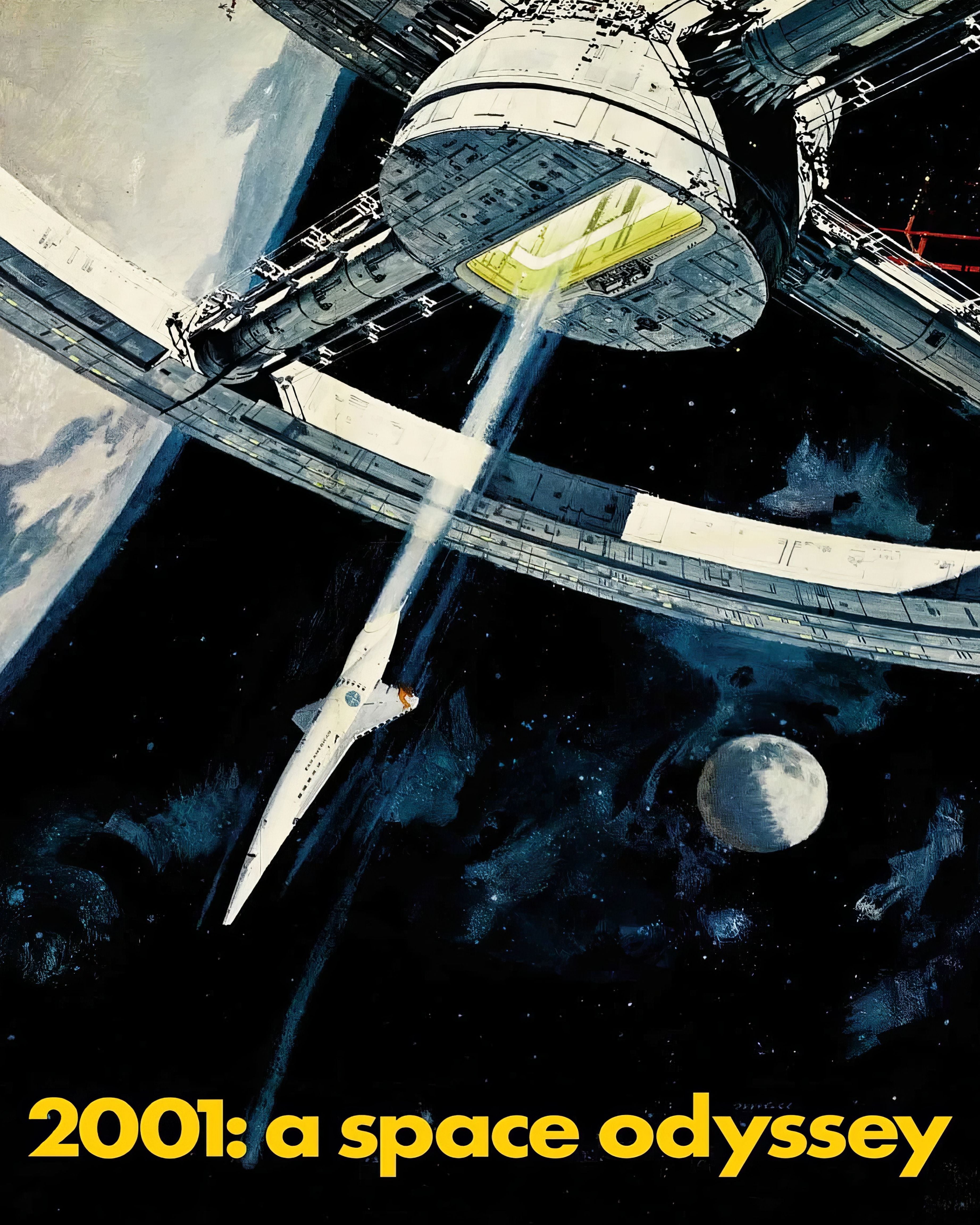 2001: A Space Odyssey - Retro Space Station - Stretched Canvas