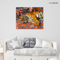 Paws & Petals – Tiger Dreams on Stretched Canvas