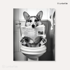 Pawperazzi Privacy – The Toilet Corgi Chronicles – Stretched Canvas for Loo Laughs, Guest Bathrooms & Dog-Loving Homes