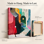 Stairways & Strange Moons - A Surrealist Stroll - Stretched Canvas For Art-Obsessed Corners, Gallery Walls, and Cosmic Daydreamers