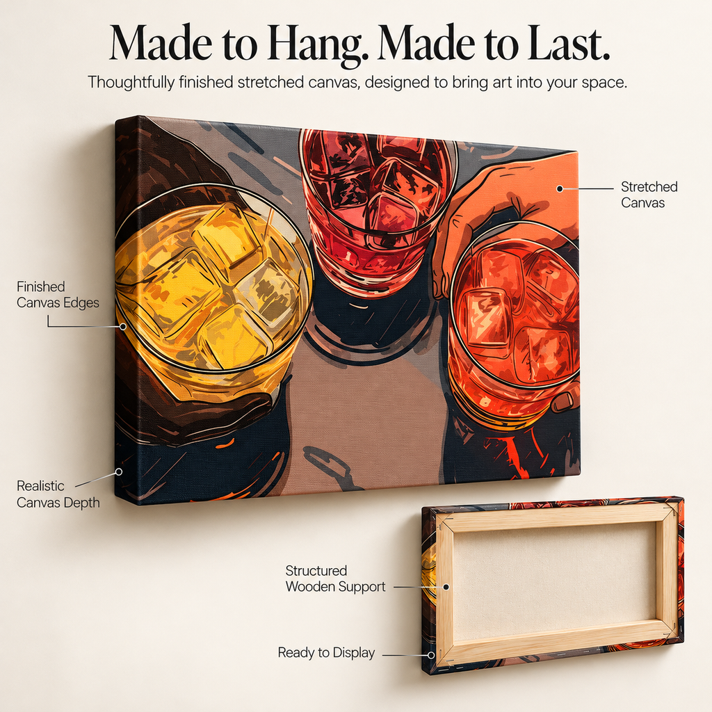 Neat & On the Rocks – The Art of the Pour – Stretched Canvas for Bars, Lounges & Conversation Corners