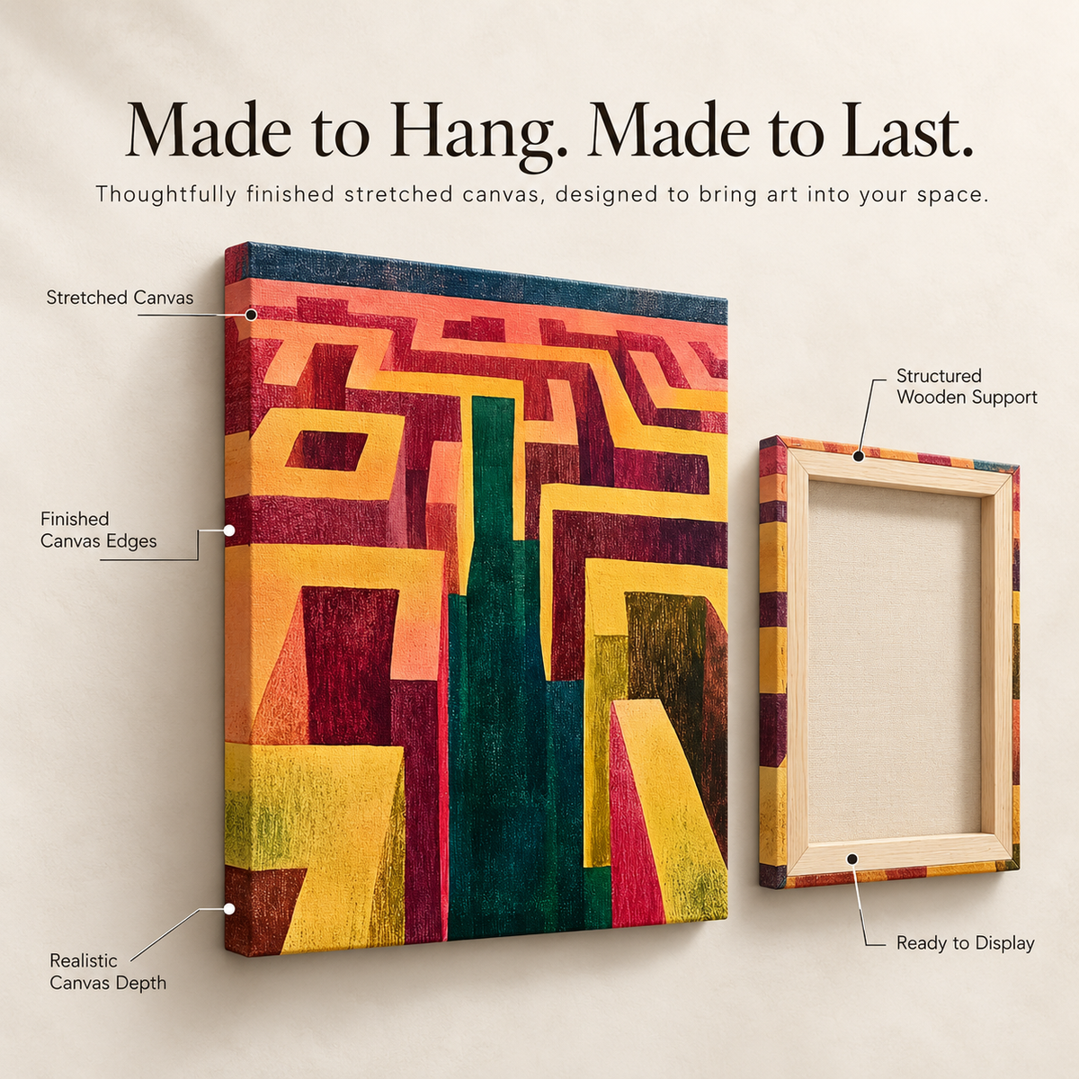 Lost But Thriving - Abstract City Maze Energy - Stretched Canvas For Bold Walls, Creative Zones, Chaos-Loving Corners