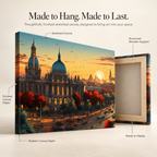 Dome Dreams – Golden Hour Over the City on Stretched Canvas