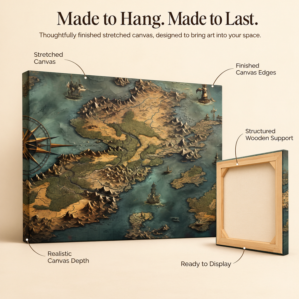 Treasure Quest – Vintage Explorer Map Stretched Canvas