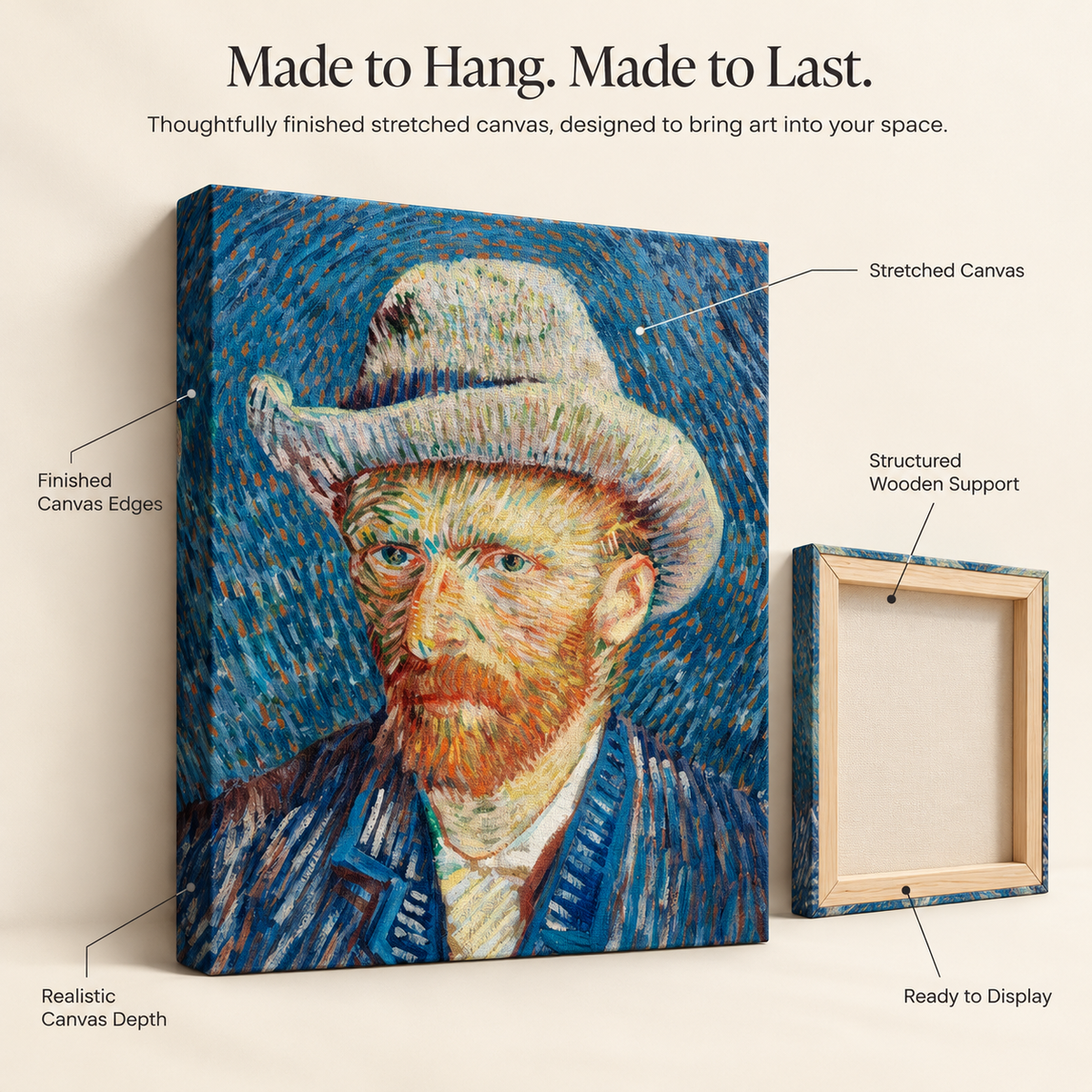 Mad Hatter Mood - Van Gogh Vibes - Stretched Canvas For Artsy Walls Studios Book Corners Conversation Starters