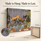Tiger in Courtroom Chaos - Miniature Jungle Art - Stretched Canvas For Study Room Library Hallway Living Room