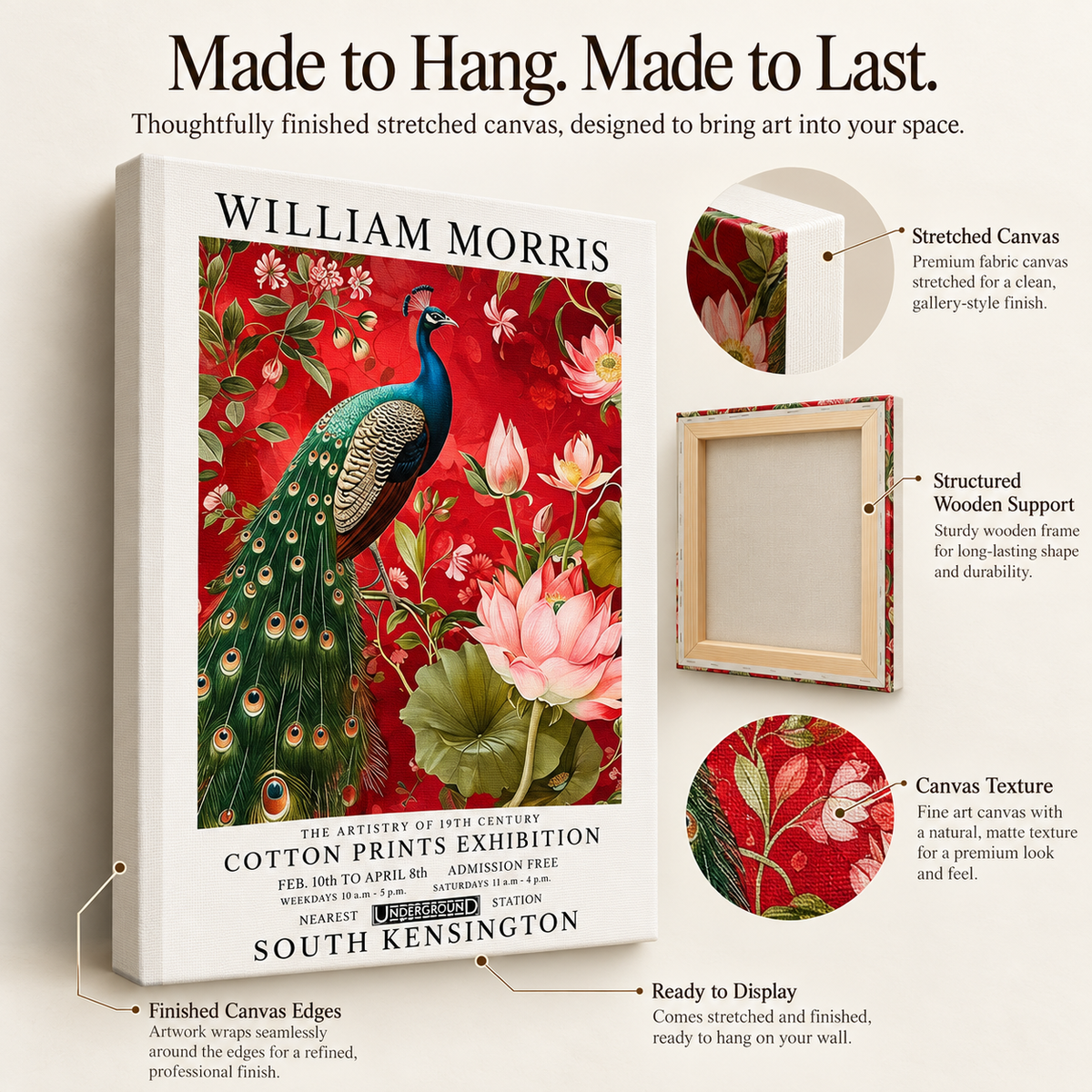 William Morris Peacock & Lotus – Stretched Canvas