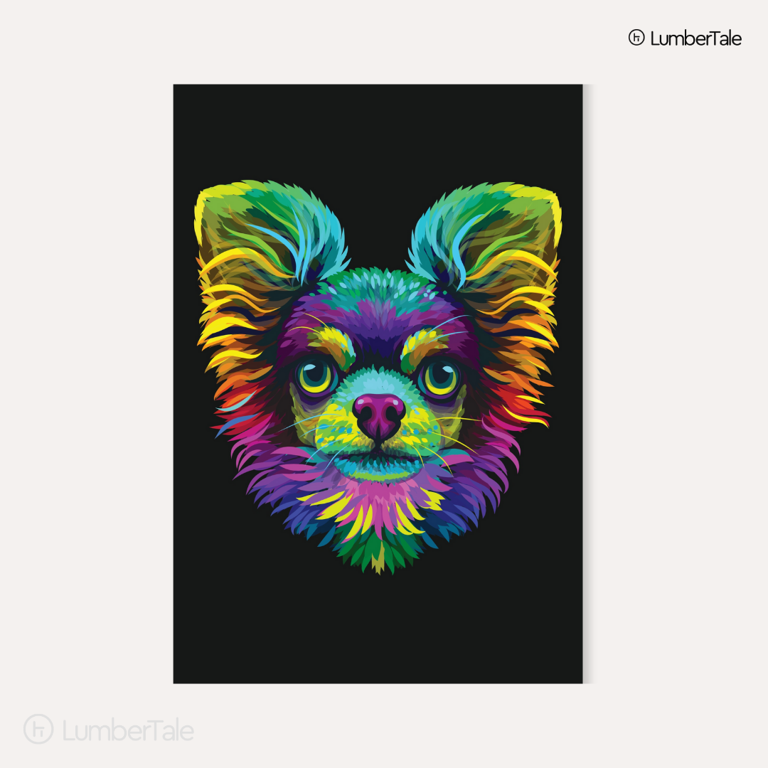 Black Chihuahua Pop Art Spirit Animal Stretched Canvas  Framed Wall Hanging
