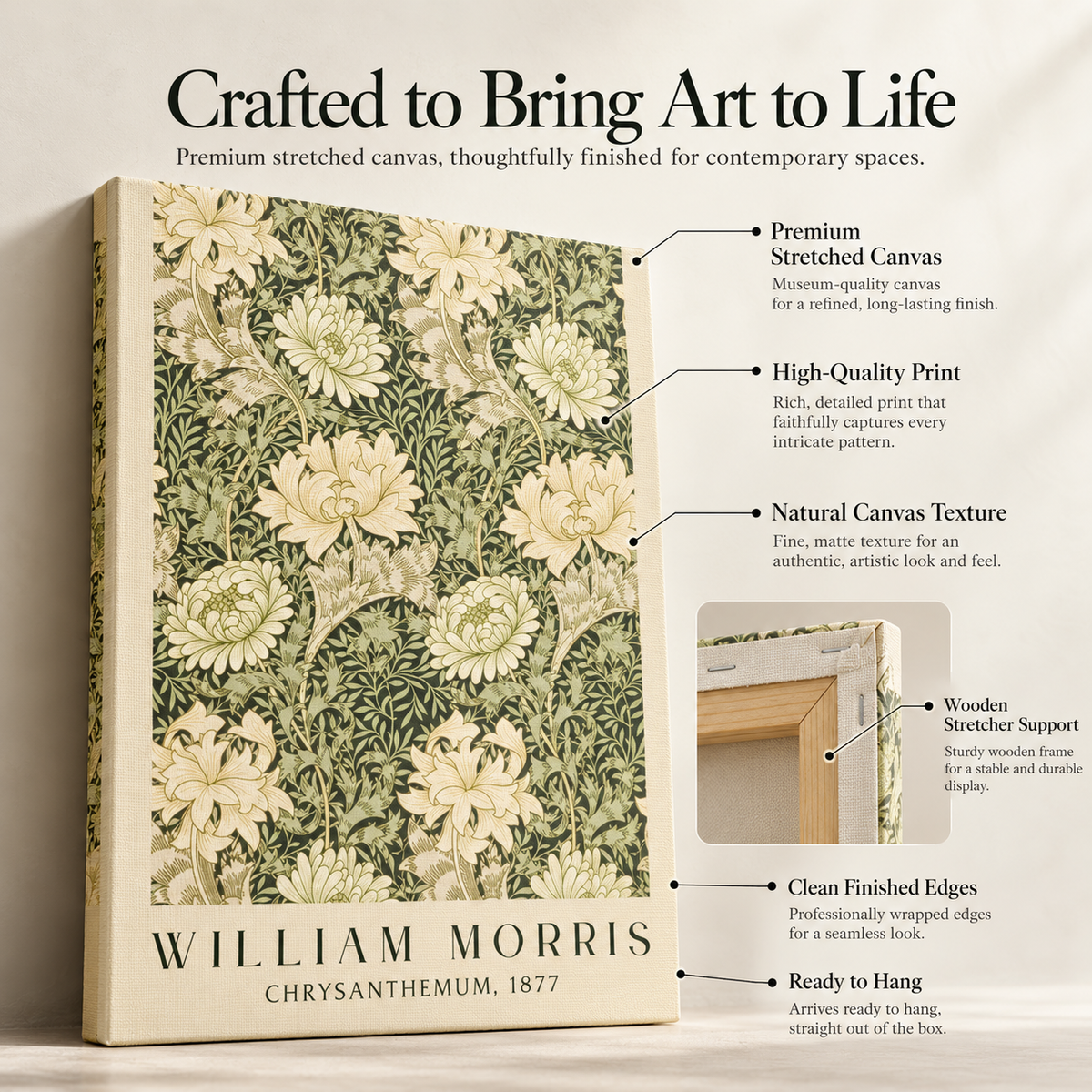 William Morris Chrysanthemum – Stretched Canvas