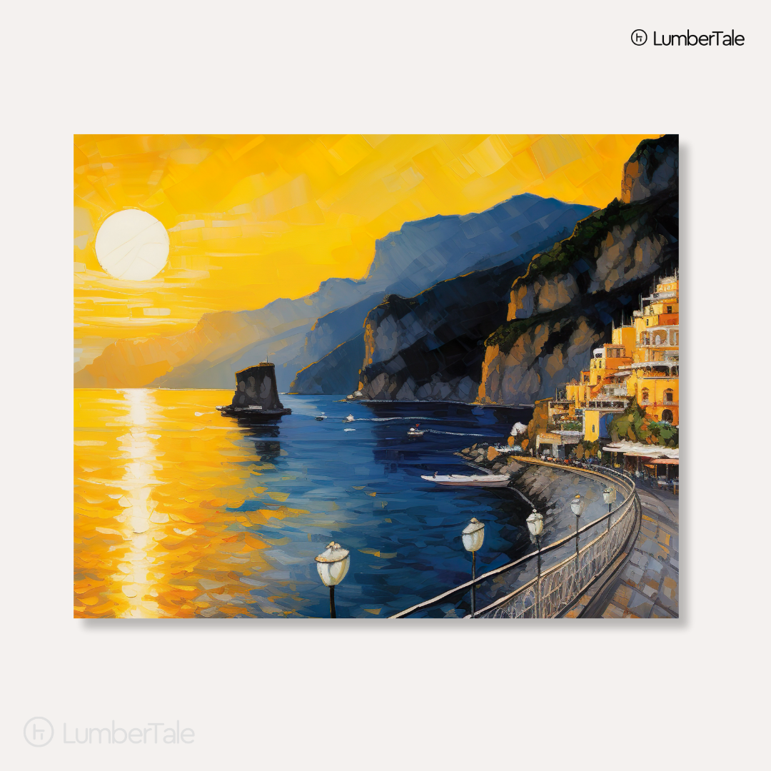 Seas the Sunset – Cliffside Boardwalk on Stretched Canvas