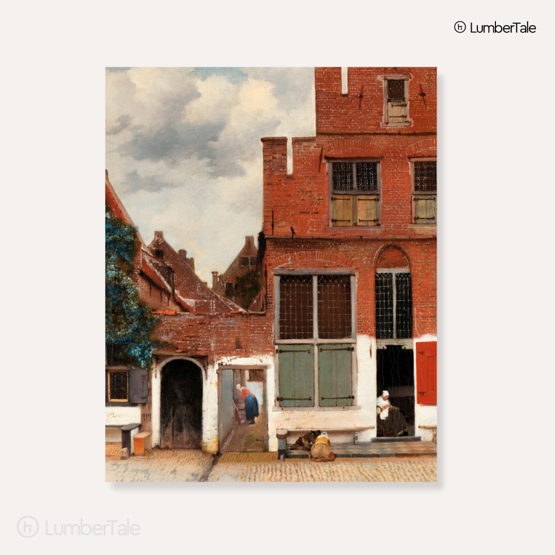 Windows, Women & Whispered Chores - Dutch Streetlife Snapshot - Stretched Canvas For Reading Nooks Study Corners Chill Walls
